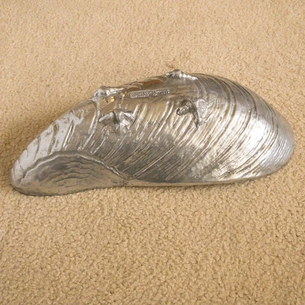 Arthur Court Mussel Shell Serving Bowl Silver Vintage 1977 Aluminum